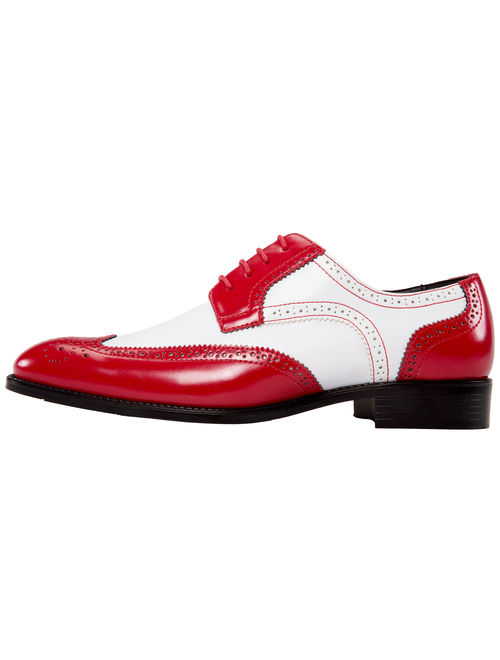 Bolano Mens Classic Smooth Dress Shoe with Wing-Tip and Perforated Detailing Style Elwyn