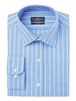 Men's Classic/Regular Fit French Blue Lilac Stripe Dress Shirt (Blue, 15.5X34-35)