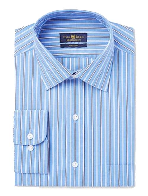 Club Room Men's Classic/Regular Fit French Blue Lilac Stripe Dress Shirt (Blue, 15.5X34-35)