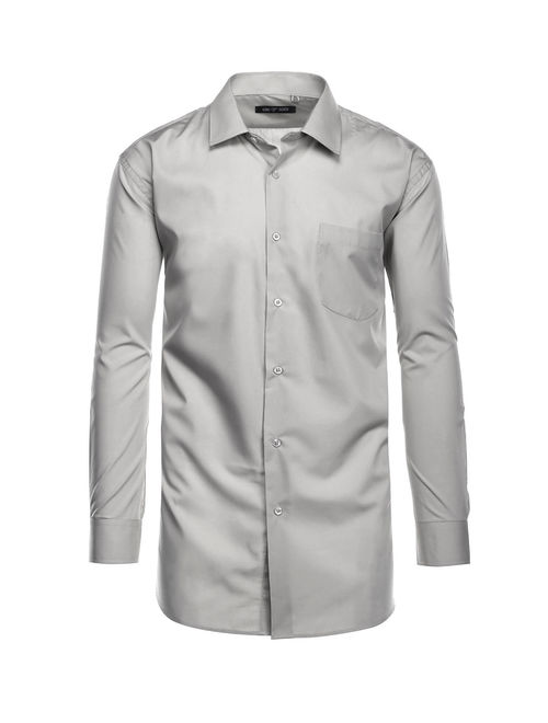 Verno Big Men's Classic Fashion Fit Long Sleeve Dress Shirt