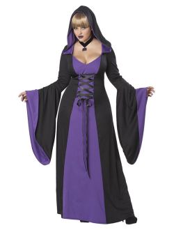 Womens Black Purple Hooded Robe Wicked Witch Halloween Plus Size Costume 2XL-3XL