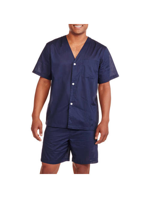 Fruit of the Loom Big and Tall Men's Short Sleeve, Knee-Length Pant Solid Pajama Set