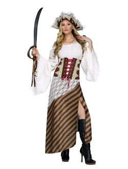 Seven Seas Sweetie Adult Costume-Md Womens Pirate Buccaneer Hat Dress