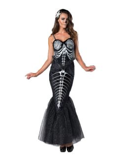 Skeleton Mermaid Womens Adult Scary Mythical Creature Costume