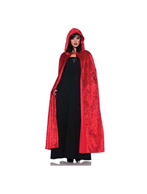 women's costume cape - full length velvet hooded cloak, red, one size