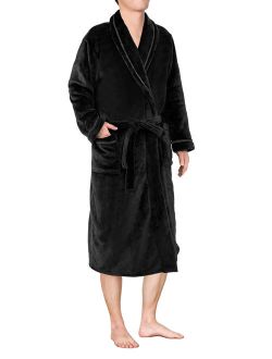 Mens Plush Fleece Robe with Shawl Collar | Soft, Warm, Lightweight Spa Bath Robe