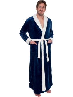 Mens Full Floor Length Big and Tall Long Plush Bath Robe