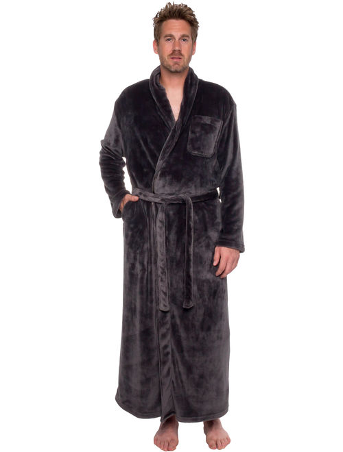 Ross Michaels Mens Full Floor Length Big and Tall Long Plush Bath Robe