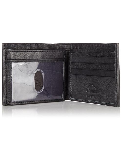 Alpine Swiss Mens Wallet Real Leather Bifold Trifold Hybrid Foldout ID Card Case