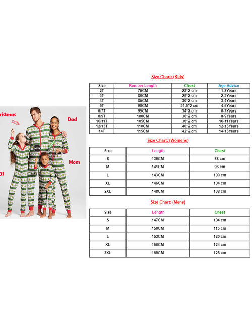 Family Matching Christmas Pajamas Set Women Kids Adult PJs Sleepwear Nightwear Y