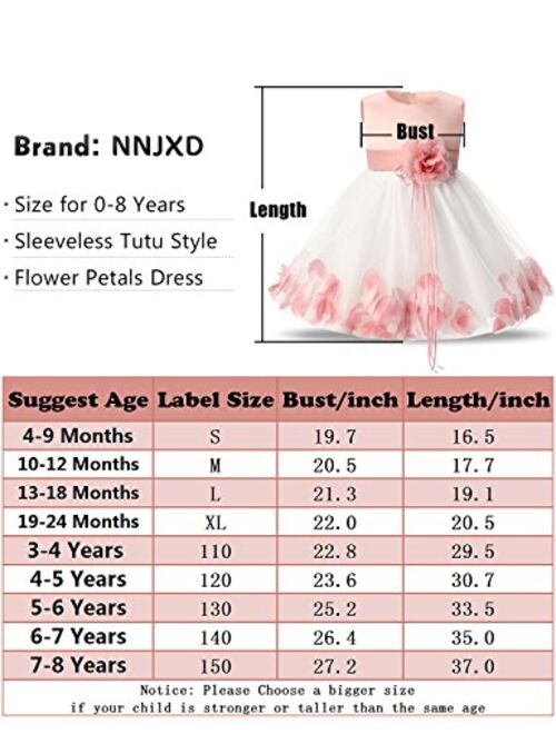 NNJXD Girl Tutu Flower Petals Bow Bridal Dress for Toddler Girl