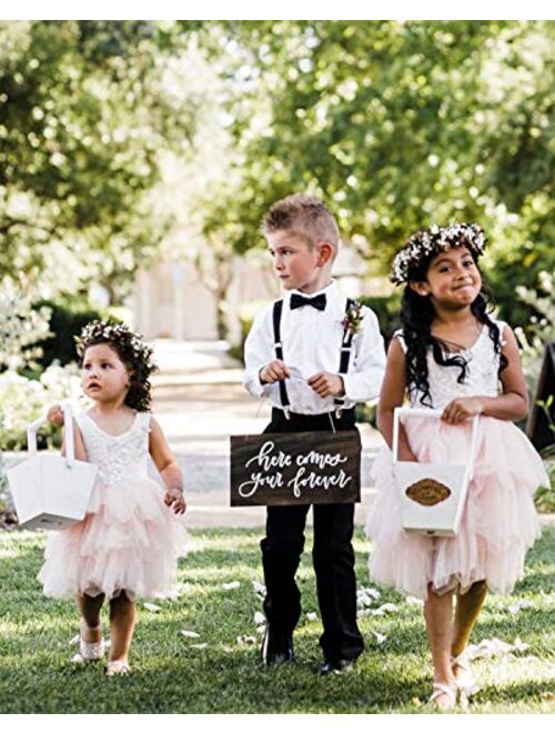 2Bunnies Girl Beaded Peony Lace Back A-Line Tiered Tutu Tulle Flower Girl Dress