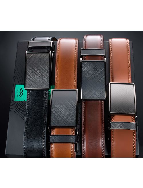 Marino Avenue Men's Genuine Leather Ratchet Dress Belt with Linxx Buckle - Gift Box