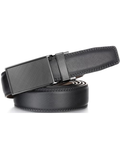 Marino Avenue Men's Genuine Leather Ratchet Dress Belt with Linxx Buckle - Gift Box