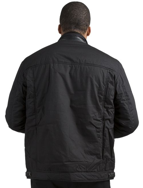 Vibes Men's Waterproof Coated Canvas Zip Up Padded Moto Jacket zipper pockets