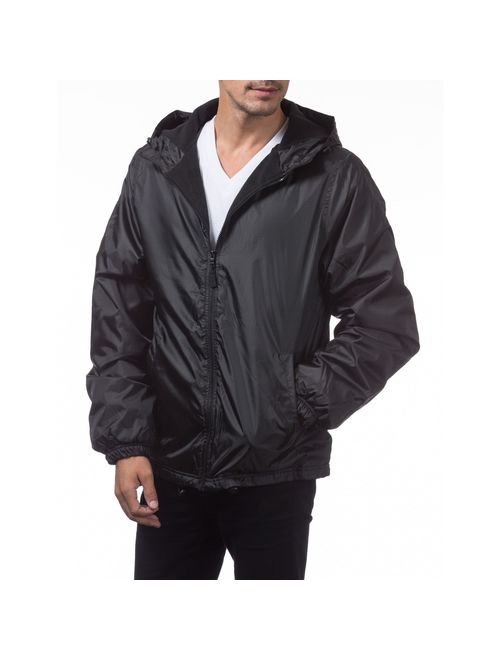 Pro Club Men's Fleece Lined Windbreaker Jacket, Small, Black