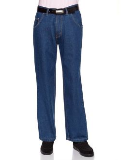AKA Mens Denim Jeans - Long Jean Pants for Men with Straight Leg and Relaxed Fit Medium Blue 48 Medium