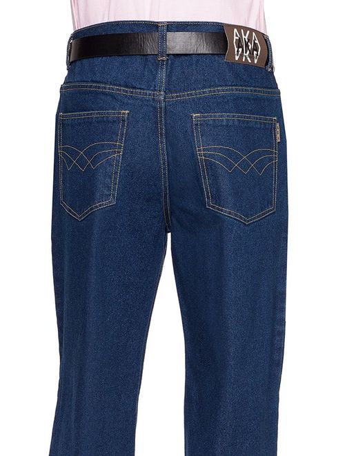 AKA Mens Denim Jeans - Long Jean Pants for Men with Straight Leg and Relaxed Fit Medium Blue 48 Medium