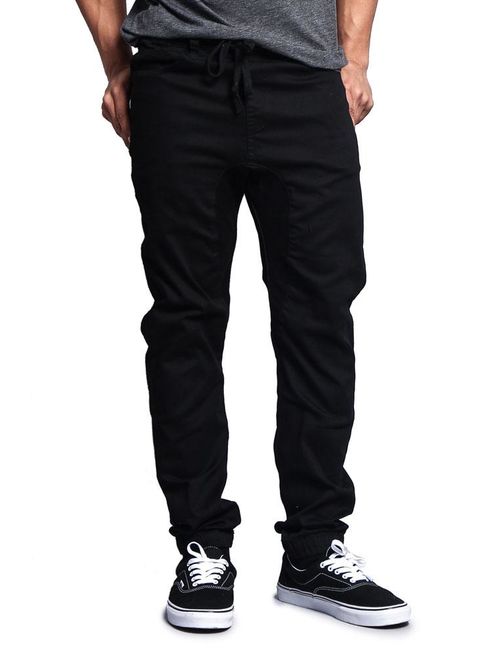 G-Style USA Mens Drop Crotch Jogger Twill Pants JG804 - BLACK - 5X-Large