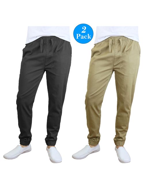 GBH Mens Slim-Fit Cotton Twill Jogger Pants (2-Pack)