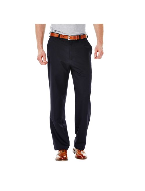 Haggar Men's Cool 18 Solid Flat Front Pant Classic Fit 41114529498