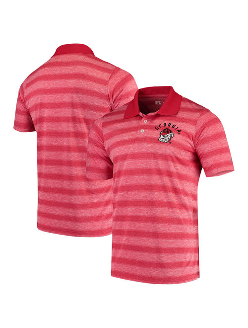 Men's Russell Red Georgia Bulldogs Classic Fit Striped Synthetic Polo