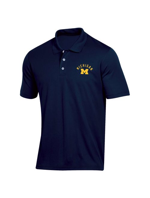 Men's Russell Navy Michigan Wolverines Classic Dot Mesh Polo