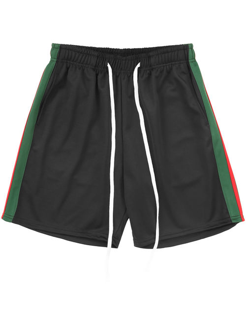 Men's Elastic Waist Stripe Track Shorts with Casual Drawstring