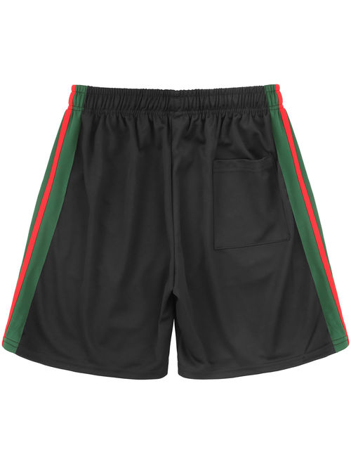 Men's Elastic Waist Stripe Track Shorts with Casual Drawstring