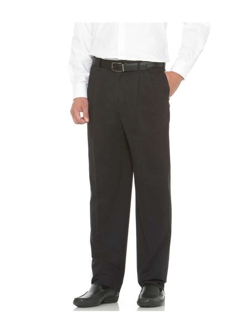 savane men's big and tall pleated performance chino pant, black, 44w x 28l
