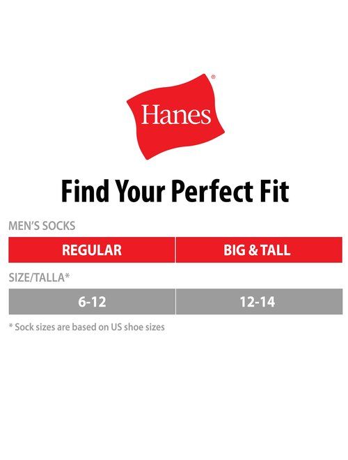 Hanes Men's Cushion No Show Socks, 12 Pack, 6-12, Black