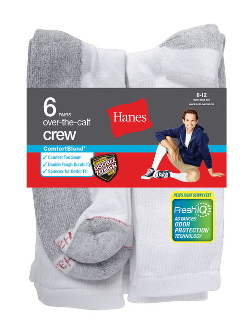 Buy Hanes Men's ComfortBlend Over the Calf Crew Socks 6-Pack online ...