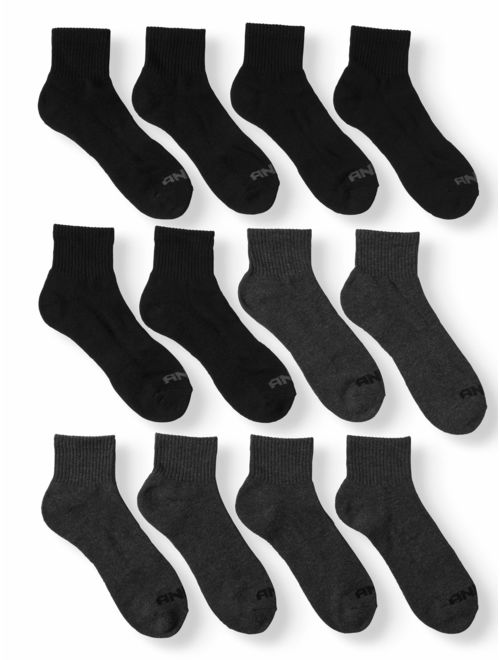 AND1 Men's Value Pack Quarter Cut Socks, 12-Pack