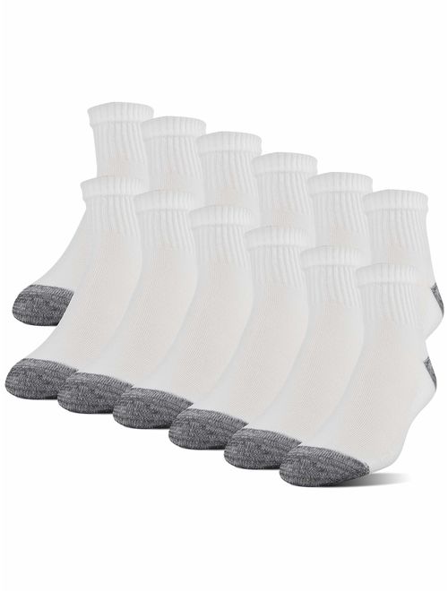 Gildan Men's Half Cushion Terry Foot Bed Ankle Socks, 12-Pack
