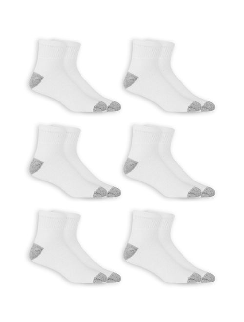 Athletic Works Men's Odor Resistant Cushion Ankle Quarter Socks 6 Pack