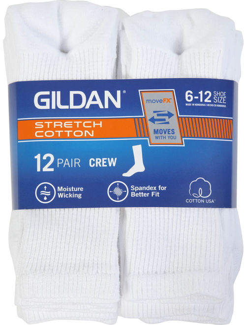 Gildan Men's Performance Cotton moveFX Crew Socks 12-Pack