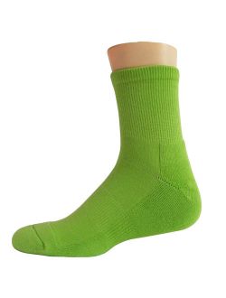 Couver Premium Basketball Athletic Cushioned Crew Socks, LIME GREEN, Medium