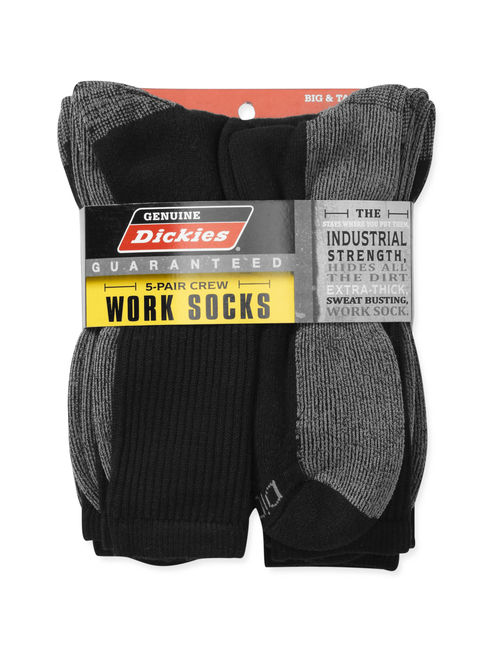 Genuine Dickies Men's Dri-Tech Comfort Crew Work Socks, 5-Pack