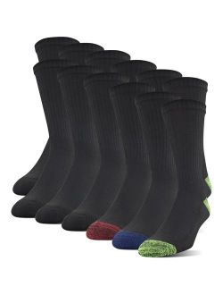 Men's Polyester Half Cushion Crew Socks, 12-Pack