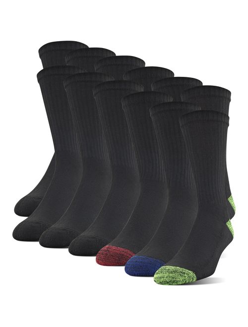 Gildan Men's Polyester Half Cushion Crew Socks, 12-Pack