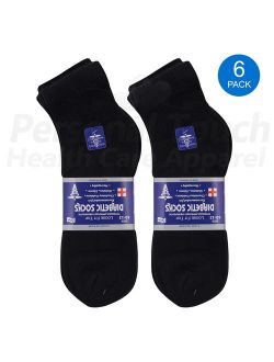 Diabetic Quarter Socks for Men & Women Physicians Approved Socks, 6 Pairs, Size 9-11 (Black)