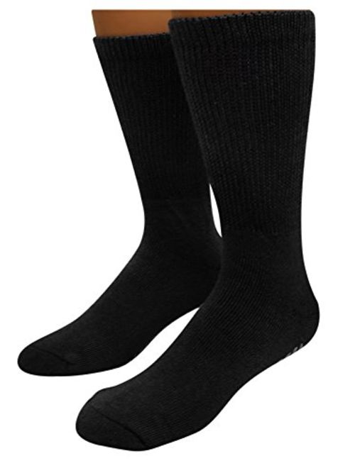 Diabetic Socks Non Skid Hospital Loose Fitting Slipper Socks With Gripper Bottoms 2 Pack Savings Gripper socks (9-11, Black)