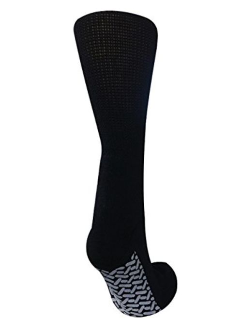 Diabetic Socks Non Skid Hospital Loose Fitting Slipper Socks With Gripper Bottoms 2 Pack Savings Gripper socks (9-11, Black)