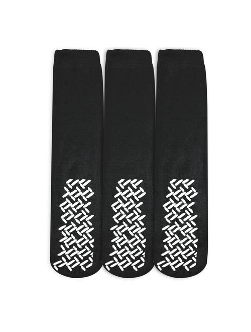 Nobles Assorted Anti Skid/ No Slip Hospital Gripper Socks, Great for adults, men, women. Designed for medical hospital patients but great for everyone (3 Pairs Black)