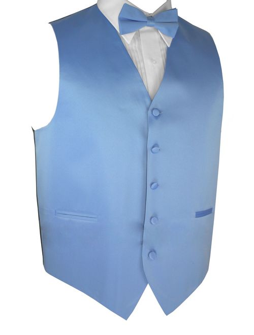 Neil Allyn 7-Piece Formal Tuxedo with Flat Front Pants, Shirt, Cornflower Vest, Bow-Tie & Cuff Links. Prom, Wedding, Cruise