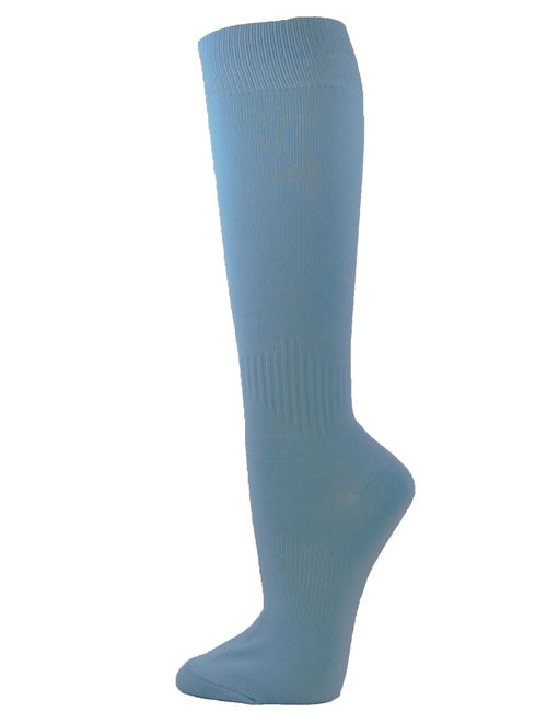 Couver Unisex Polyester Soccer Knee High Sports Athletic Socks, Cerulean Blue Large