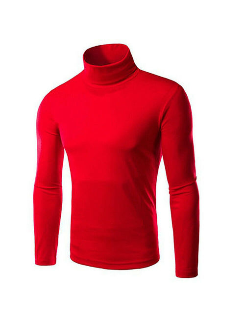 Mens Thermal High Collar Turtleneck Long Sleeve Pullover Sweater Shirt