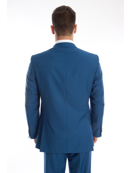 Mens Suit Two Piece Slim Fit Solid Notch Lapel Tuxedo Set