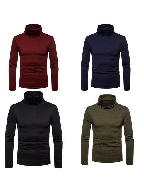 Fashion Mens Roll Turtleneck Pullover Jumper Tops Sweater Slim Shirts Warm Winter Clothes