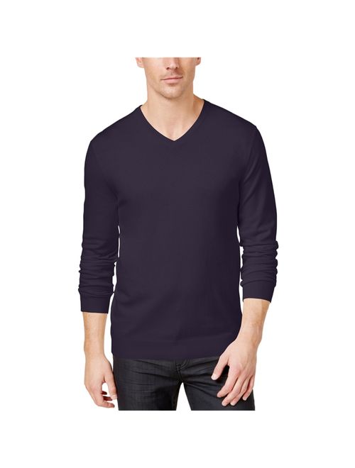 Alfani Rocky Slate Purple Men Size Medium M Pullover V-Neck Sweater